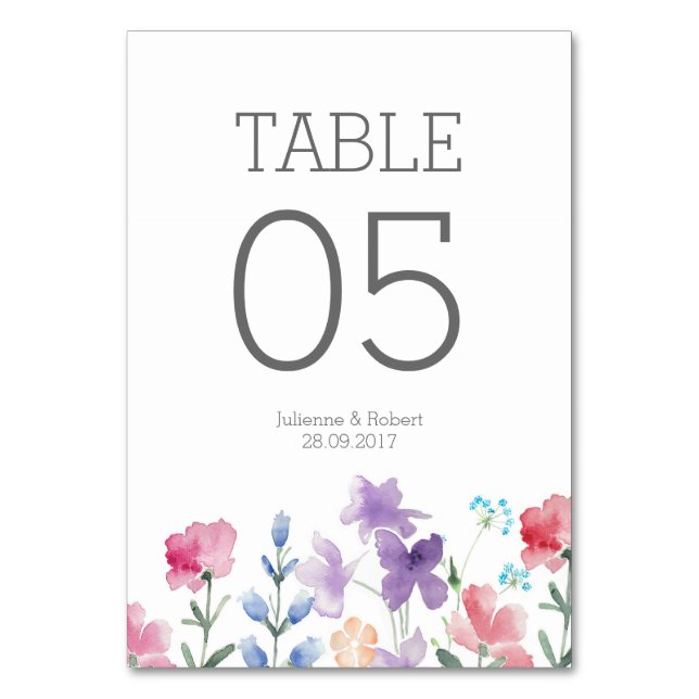 Numéro De Table Mariage d'aquarelle florale rustique (Par défaut)