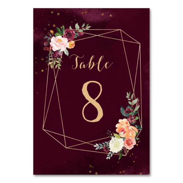 Numéro De Table Mariage d'aquarelle or et marron (Par défaut)