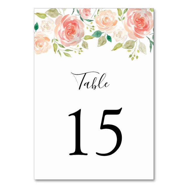 Numéro De Table Mariage d'aquarelle rose orange vif (Dos)