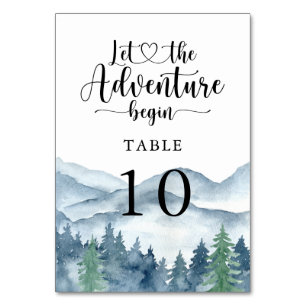 Numéro De Table Mariage d'aquarelle rustique de la forêt de montag