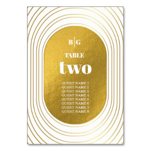Numéro De Table Mariage d'arc minimaliste moderne blanc et or