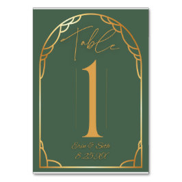 Numéro De Table Mariage d'arc moderne minimal | Olive & Gold