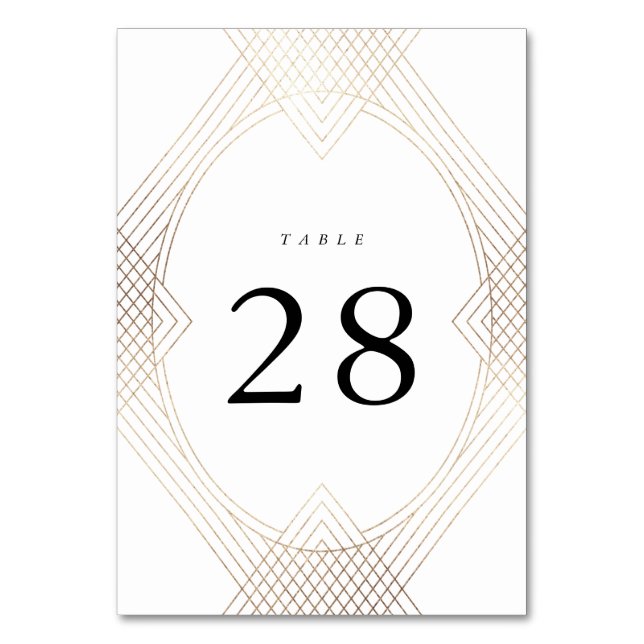 Numéro De Table Mariage d'Art Déco Géométrique Ovale Blanc Or (Par défaut)