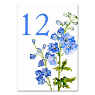 Numéro De Table Mariage d'art en delphinium bleu chiffres de table