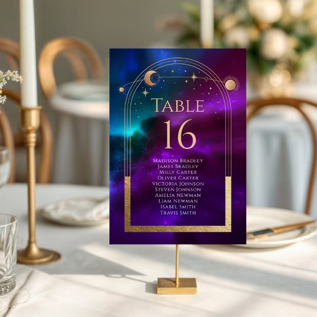 Numéro De Table Mariage d'astronomie Turquoise de la Lune Sun (Créateur téléchargé)