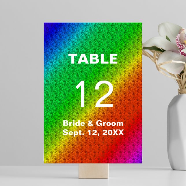 Numéro De Table Mariage d'automne arc-en-ciel à motif floral (Floral Pattern Rainbow Autumn Wedding Table Number)