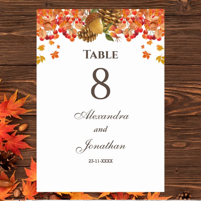 Numéro De Table Mariage de automne d'automne rustique (Créateur téléchargé)