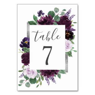 Numéro De Table Mariage de automne de pivoine gris violet gris arg