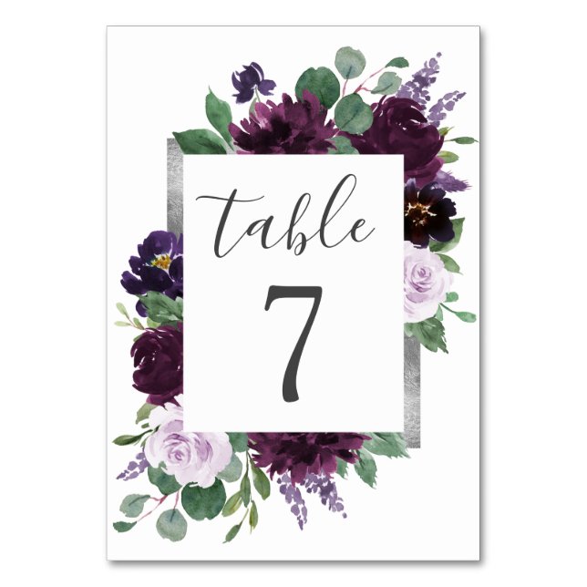 Numéro De Table Mariage de automne de pivoine gris violet gris arg (Par défaut)
