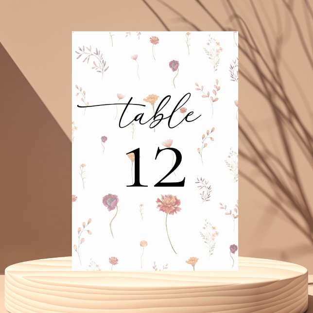 Numéro De Table Mariage de automne floral transparent Fleur sauvag (Créateur téléchargé)