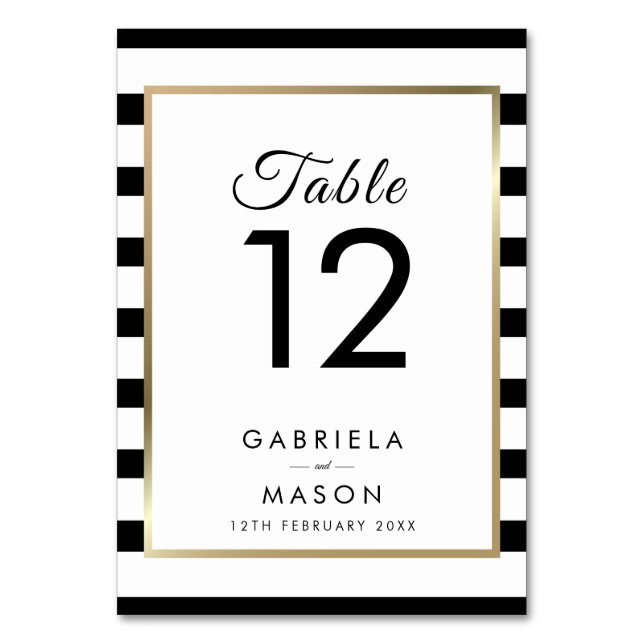 Numéro De Table Mariage de bande classique | Faux Gold Foil (Par défaut)