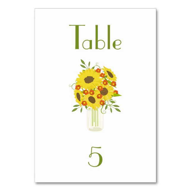 Numéro De Table Mariage de beauté de tournesol rustique (Par défaut)