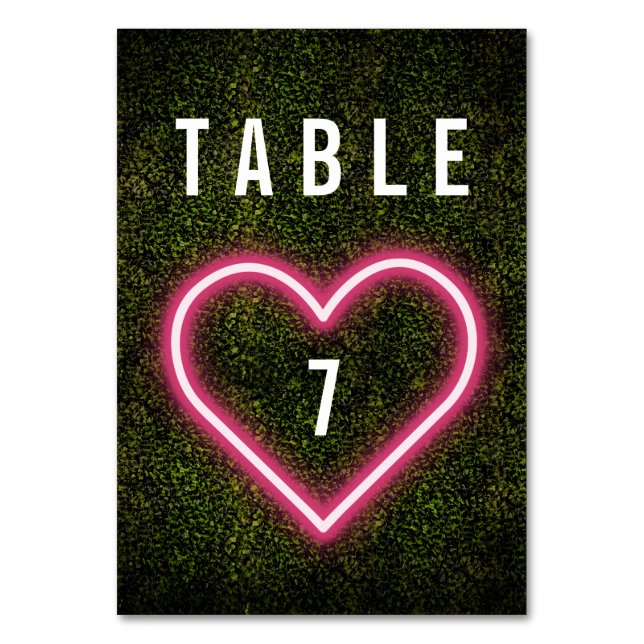 Numéro De Table Mariage de boîte de nuit Neon Heart (Par défaut)