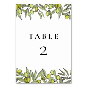 Numéro De Table Mariage de branche Olive moderne