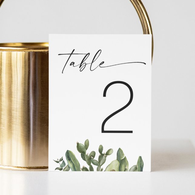 Numéro De Table Mariage de cactus aquarelle | Élégant désert moder (Créateur téléchargé)