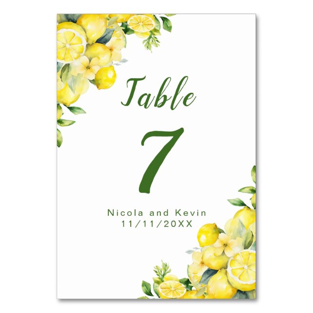 Numéro De Table Mariage de cadre vert citron italien (Par défaut)