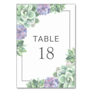 Numéro De Table Mariage de cadre vert et pourpre de la botanique S