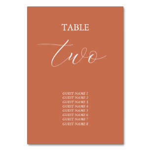 Numéro De Table Mariage de calligraphie de script élégant en terre