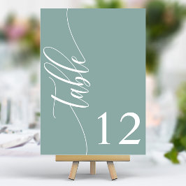 Numéro De Table Mariage de calligraphie moderne sarcelle poussiére