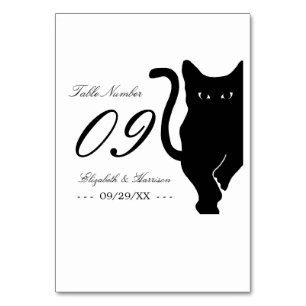Numéro De Table Mariage de chat noir Whimsical moderne