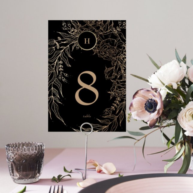 Numéro De Table Mariage de couronnes personnalisées Elegant Black  (Créateur téléchargé)