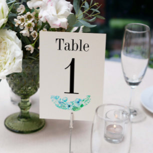 Numéro De Table Mariage de courroie Turquoise rustique