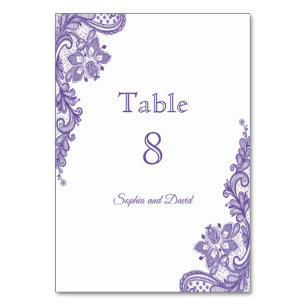 Numéro De Table Mariage de dentelle ultra violet moderne Numéro de