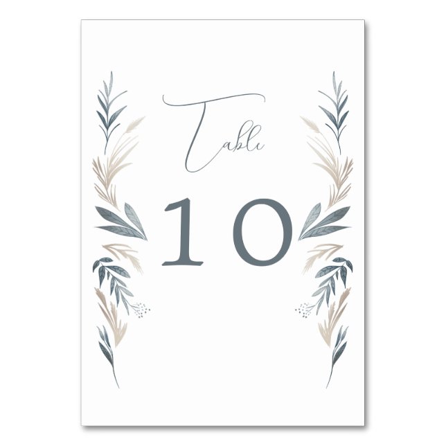 Numéro De Table Mariage de feuillage maritime (Dos)