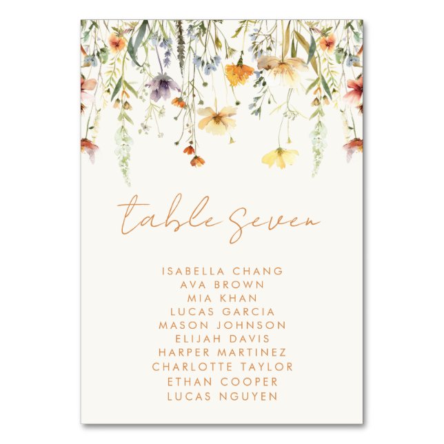 Numéro De Table Mariage de Fleur Sauvage Rustique (Par défaut)