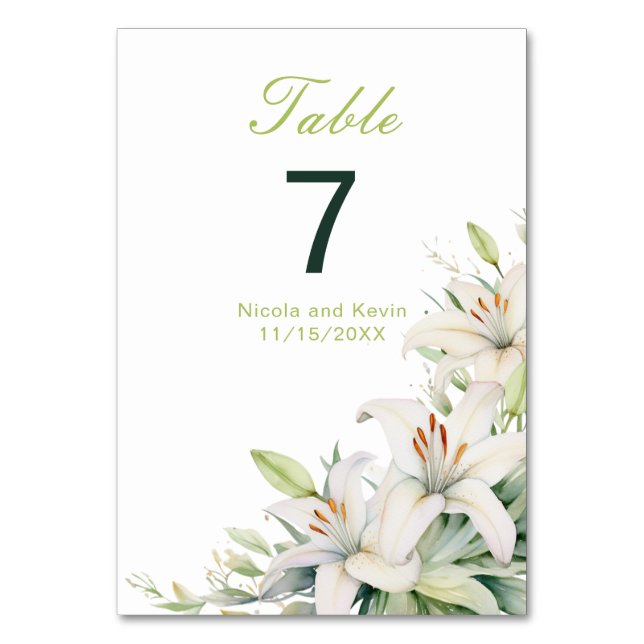 Numéro De Table Mariage de fleurs blanches (Par défaut)