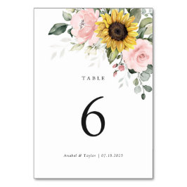 Numéro De Table Mariage de fleurs blanches rose de tournesol Numér