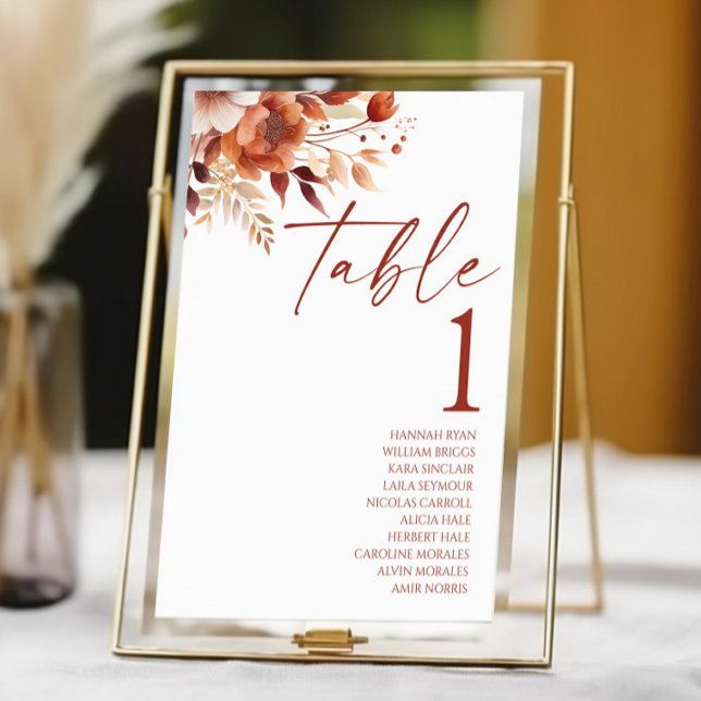 Numéro De Table Mariage de fleurs Brown rouillées de Bourgogne (Créateur téléchargé)