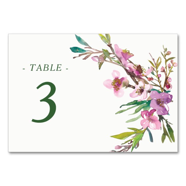 Numéro De Table Mariage de fleurs de cerisier rose (Devant)