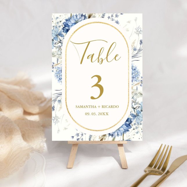 Numéro De Table Mariage de fleurs de printemps bleu Dusty (Créateur téléchargé)