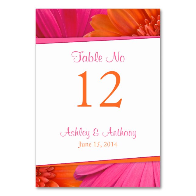 Numéro De Table Mariage de fleurs rose orange Gerbera Daisy (Par défaut)