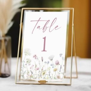 Numéro De Table Mariage de jardin floral de fleurs sauvages