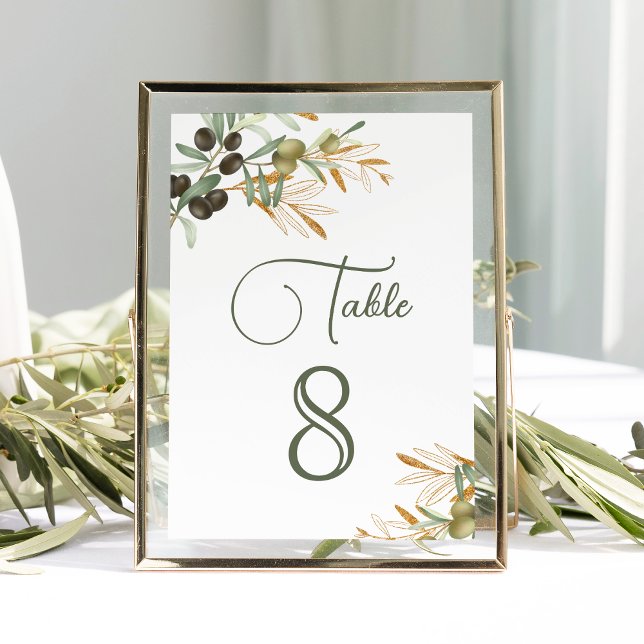 Numéro De Table Mariage de la succursale d'or Feuille d'Olive (Créateur téléchargé)