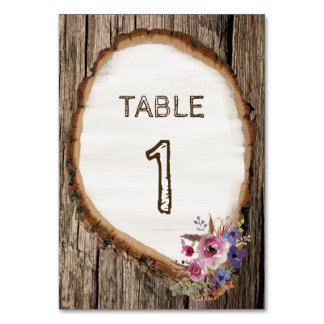 Numéro de table Mariage de la tranche d'arbre avec