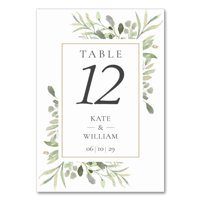 Numéro De Table Mariage de la verdure botanique moderne Numéros de (Dos)