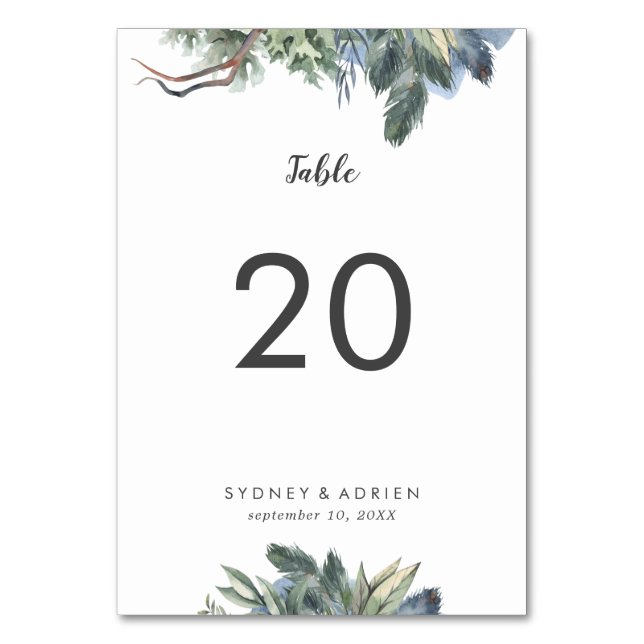 Numéro De Table Mariage de la verdure d'hiver Numéros de tableau (Par défaut)