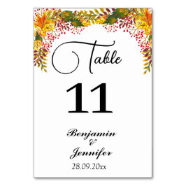 Numéro De Table mariage de l'automne fleuri rustique