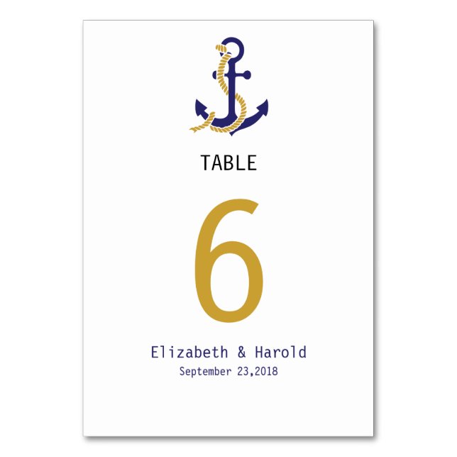 Numéro De Table Mariage de marine Ancre nautique. (Par défaut)