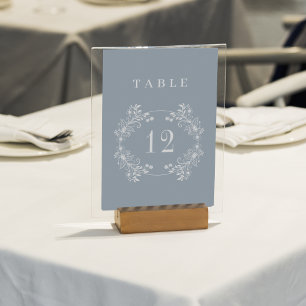 Numéro De Table Mariage de monogramme bleu Dusty Vintage