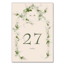 Numéro De Table Mariage de monogramme élégant Eucalyptus crème