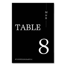 Numéro De Table Mariage de Monogramme noir et blanc moderne