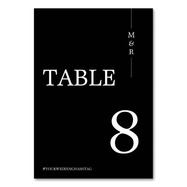 Numéro De Table Mariage de Monogramme noir et blanc moderne (Par défaut)