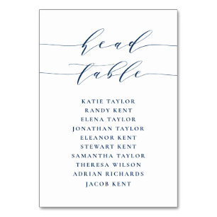 Numéro De Table Mariage de montage minimaliste bleu marine