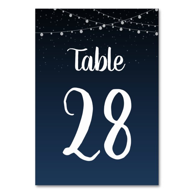 Numéro De Table Mariage de nuit étoilé bleu marine (Dos)