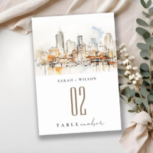 Numéro De Table Mariage de paysage de l'aquarelle Atlanta Georgia