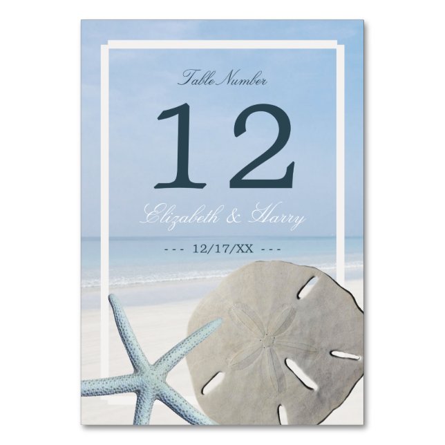 Numéro De Table Mariage de plage de sable Dollar et Starfish (Par défaut)
